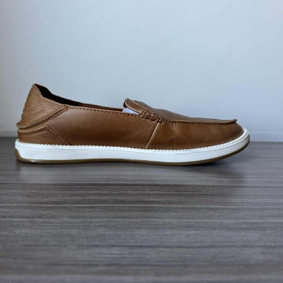 OluKai Kakaha Nia Men’s Leather Slip On Loafers Shoes $130 in Fox main image 6